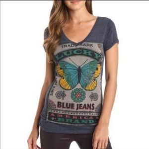 Lucky Brand Butterfly Graphic V Neck Shirt